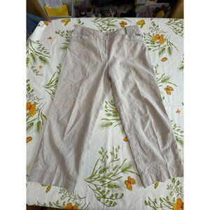 Ann Taylor Loft Womens Beige Linen-Blend Cropped Pants Size 4